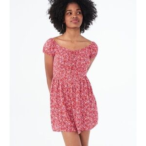 Aeropostale Lace-Up Fit & Flare Floral Mini Dress Size XS